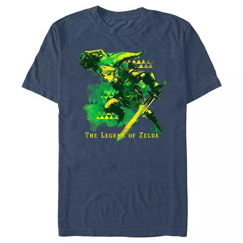 Men's The Legend Of Zelda Action Link Poster Graphic Tee, Size: Small, Navy Grey Product Image