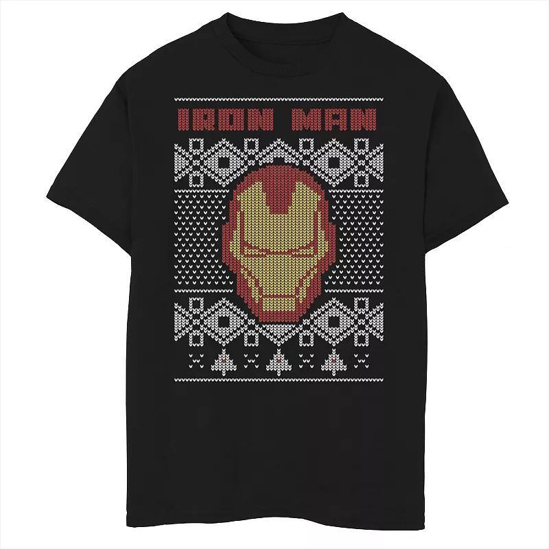 Boys 8-20 Marvel Christmas Iron Man Ugly Sweater Graphic Tee, Boy's, Size: XL, Black Product Image