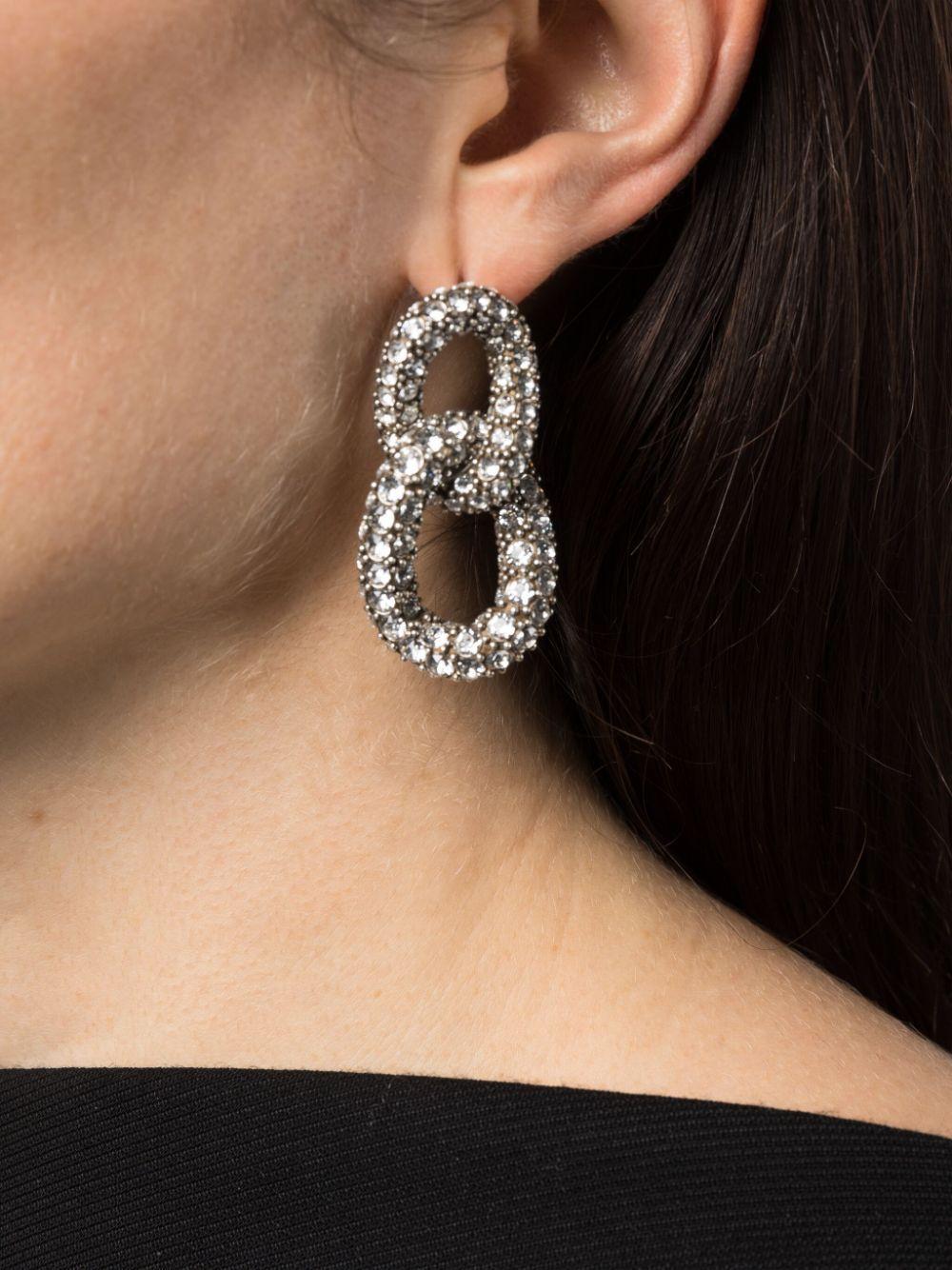 ISABEL MARANT Funky Ring Crystal-embellished Earrings In Silver Product Image