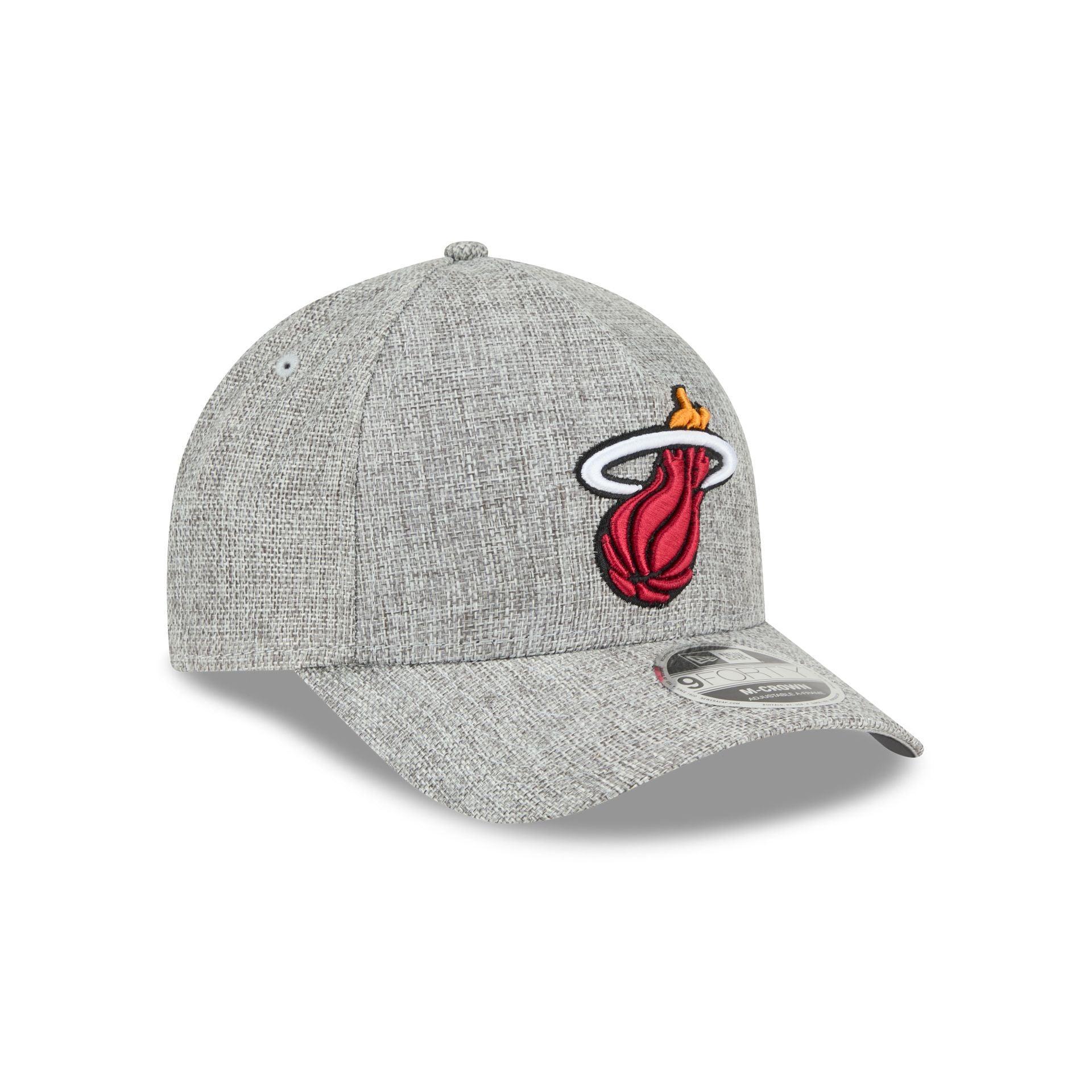 Miami Heat Cotton Weave Gray 9FORTY M-Crown A-Frame Snapback Hat Male Product Image