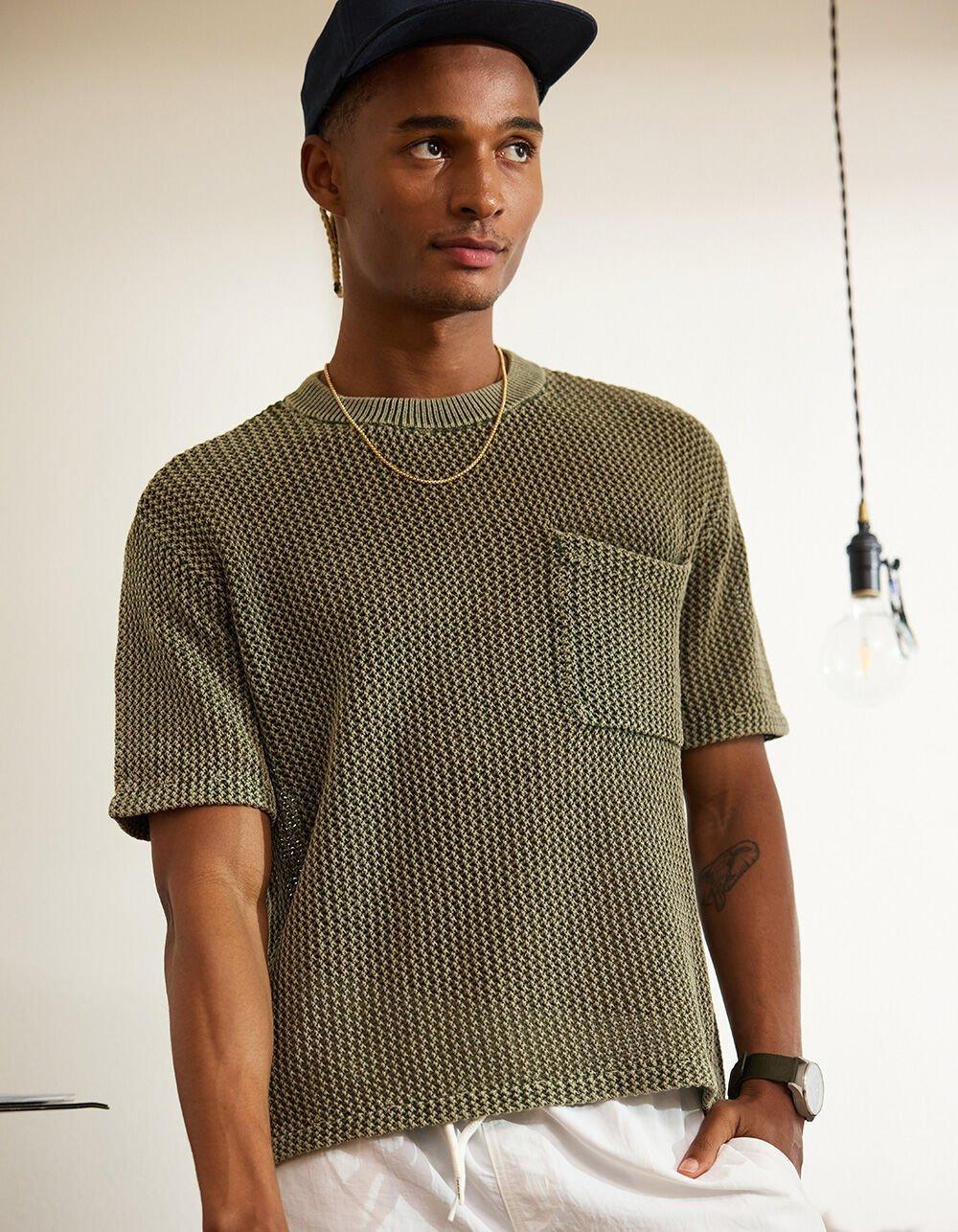 RSQ Mens Crochet Pocket Tee - BLACK Product Image