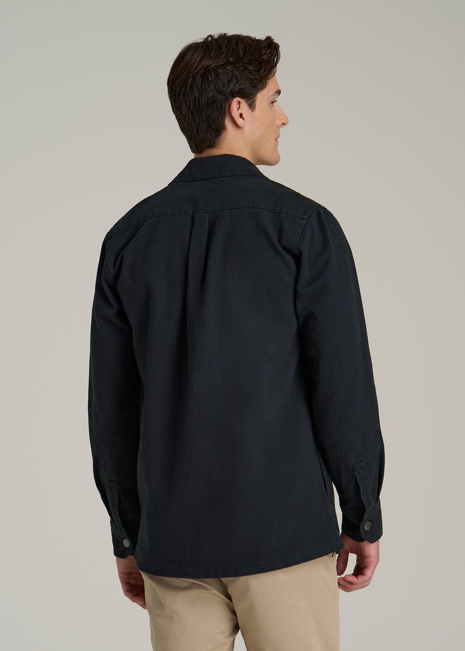 Casual Twill Shirt Jacket for Tall Men in Evening Blue Male Product Image