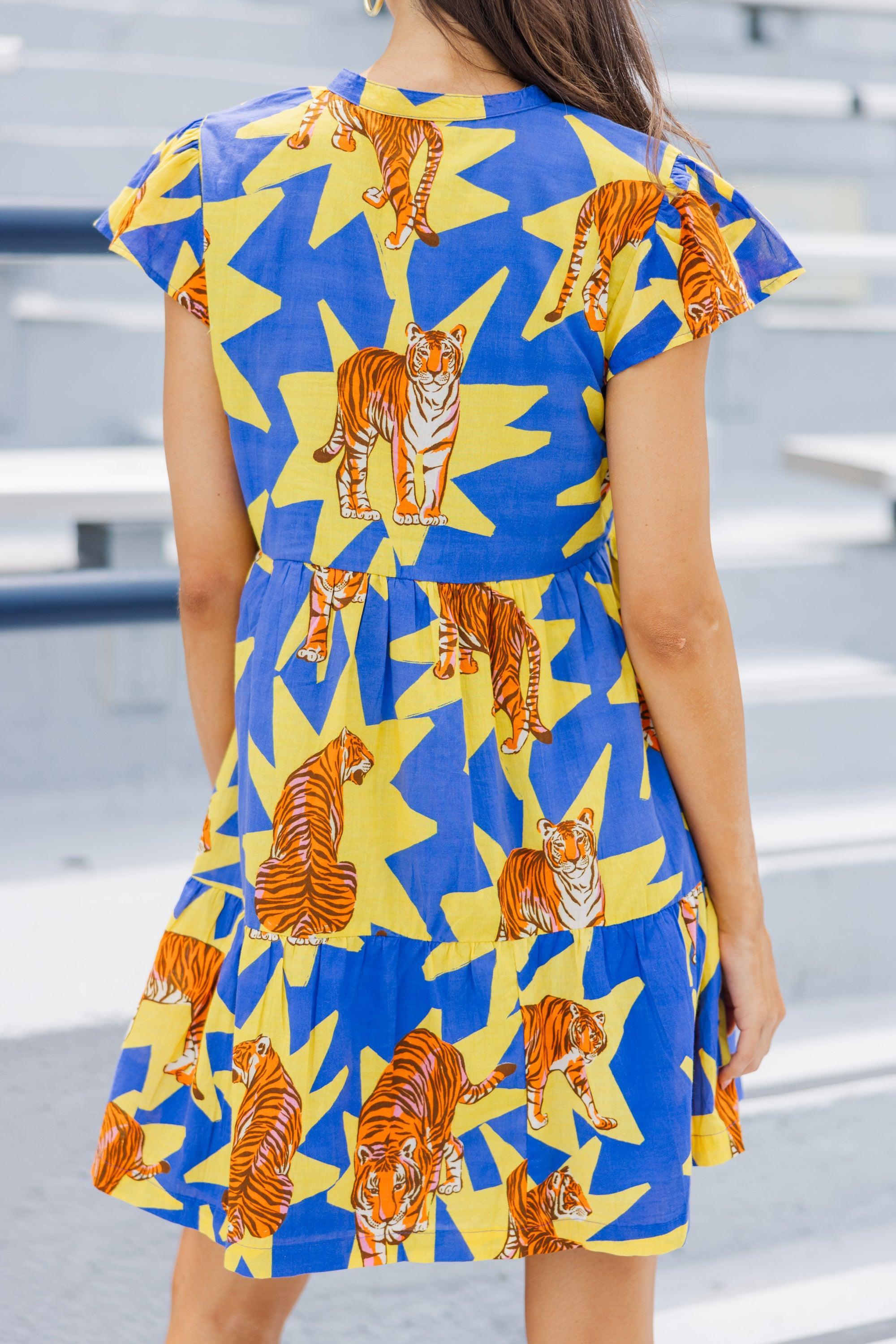 Briton Court: The Standout Yellow Tiger Dress Female Product Image