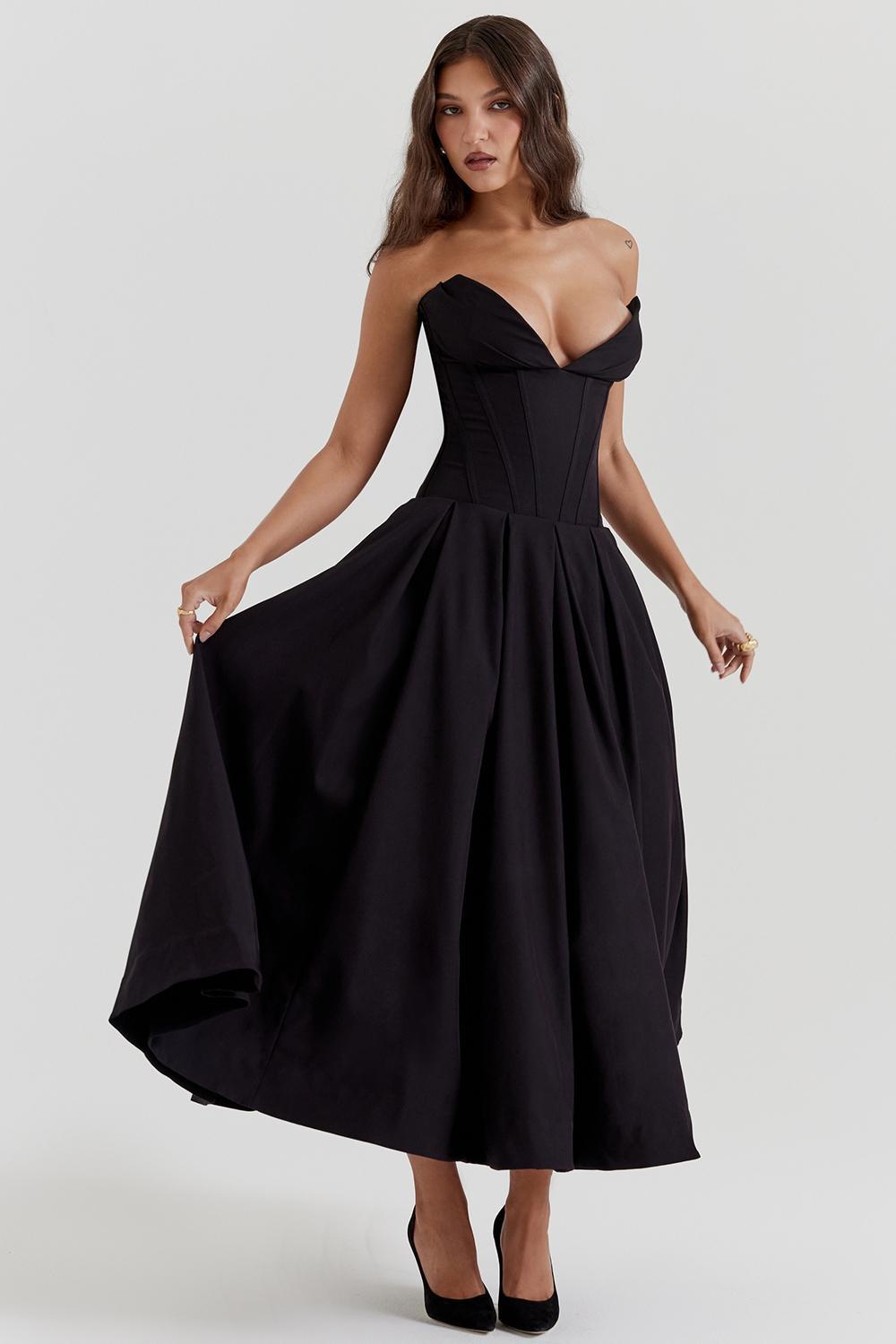 Lady Black Strapless Midi Dress Product Image