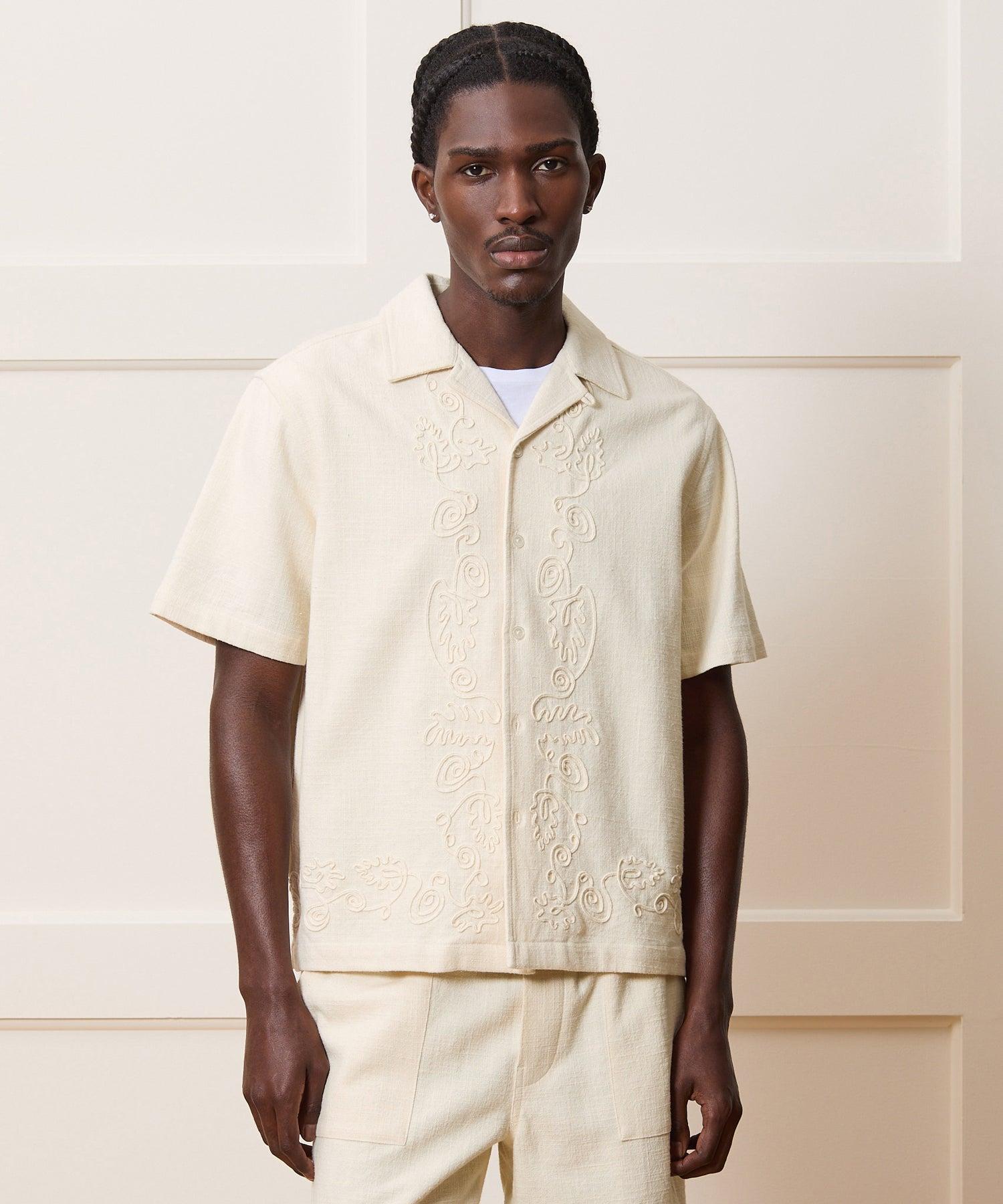 Cropped Cotton Camp Collar Shirt Product Image