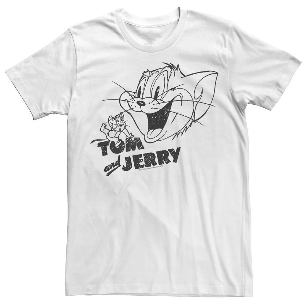 Men's Tom And Jerry Line Art Portrait Logo Tee,  Product Image