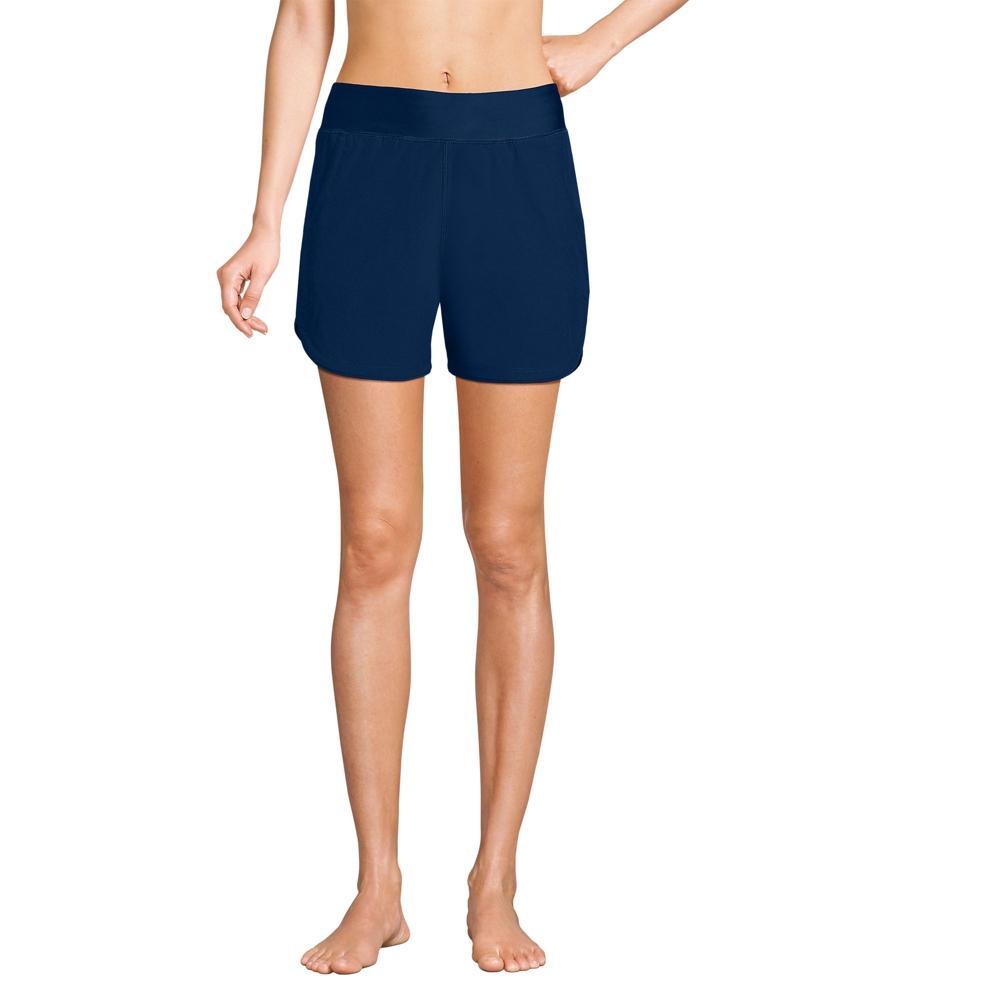 Petite Lands End 5 Quick Dry Elastic Waist Board Shorts Swim Cover-up, Womens Deep Blue Product Image