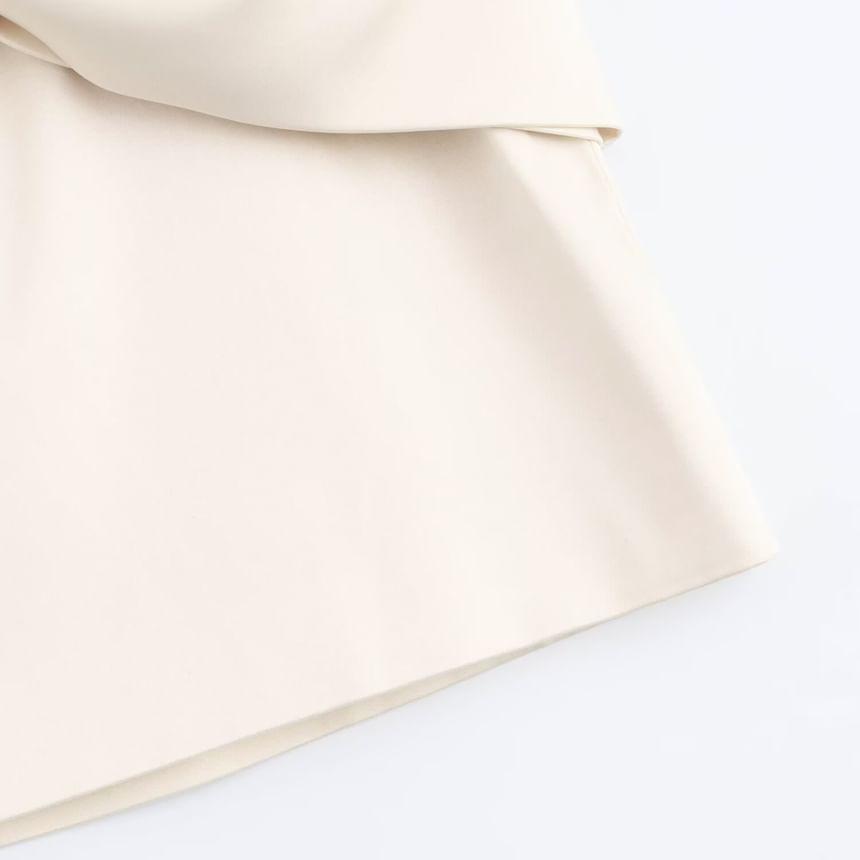 Low Rise Plain Bow Satin Mini Pencil Skirt Product Image