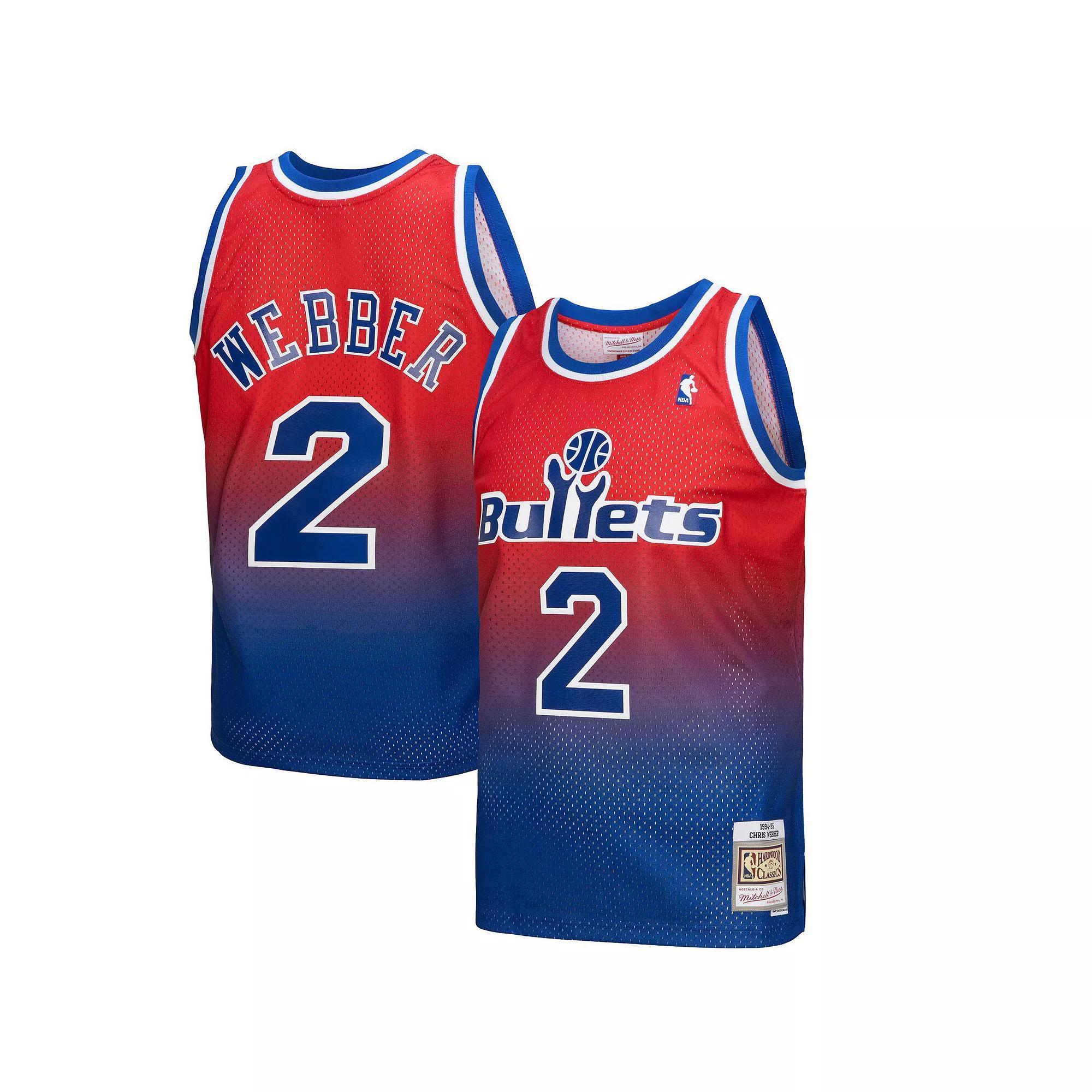 Men's Mitchell & Ness Chris Webber Royal/Red Washington Bullets 1994/95 Hardwood Classics Fadeaway Swingman Player Jersey, Size: Medium, Nba Blue Product Image