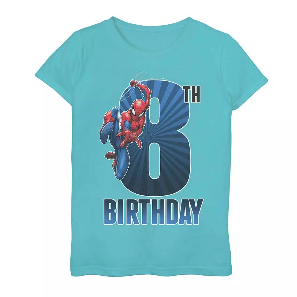 Girls 7-16 Marvel Spider-Man 8th Birthday Tee, Girl's, Size: Large, Tahi Blue Product Image