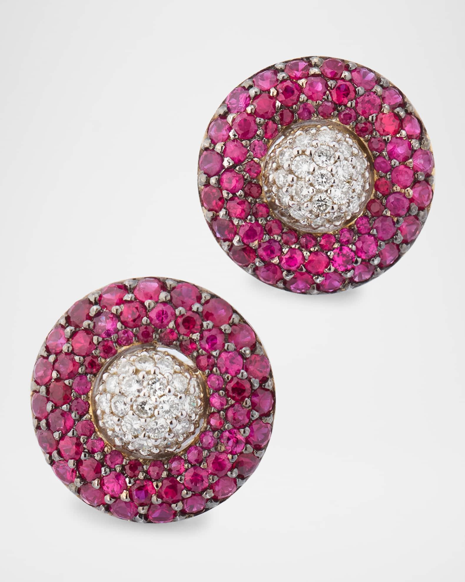 18K White Gold Diamond and Ruby Earrings Product Image