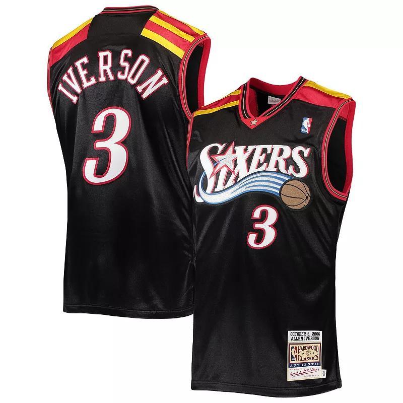 Men's Mitchell & Ness Allen Iverson Black Philadelphia 76ers Hardwood Classics Authentic 2006 Jersey, Size: 4XL, 76r Black Product Image
