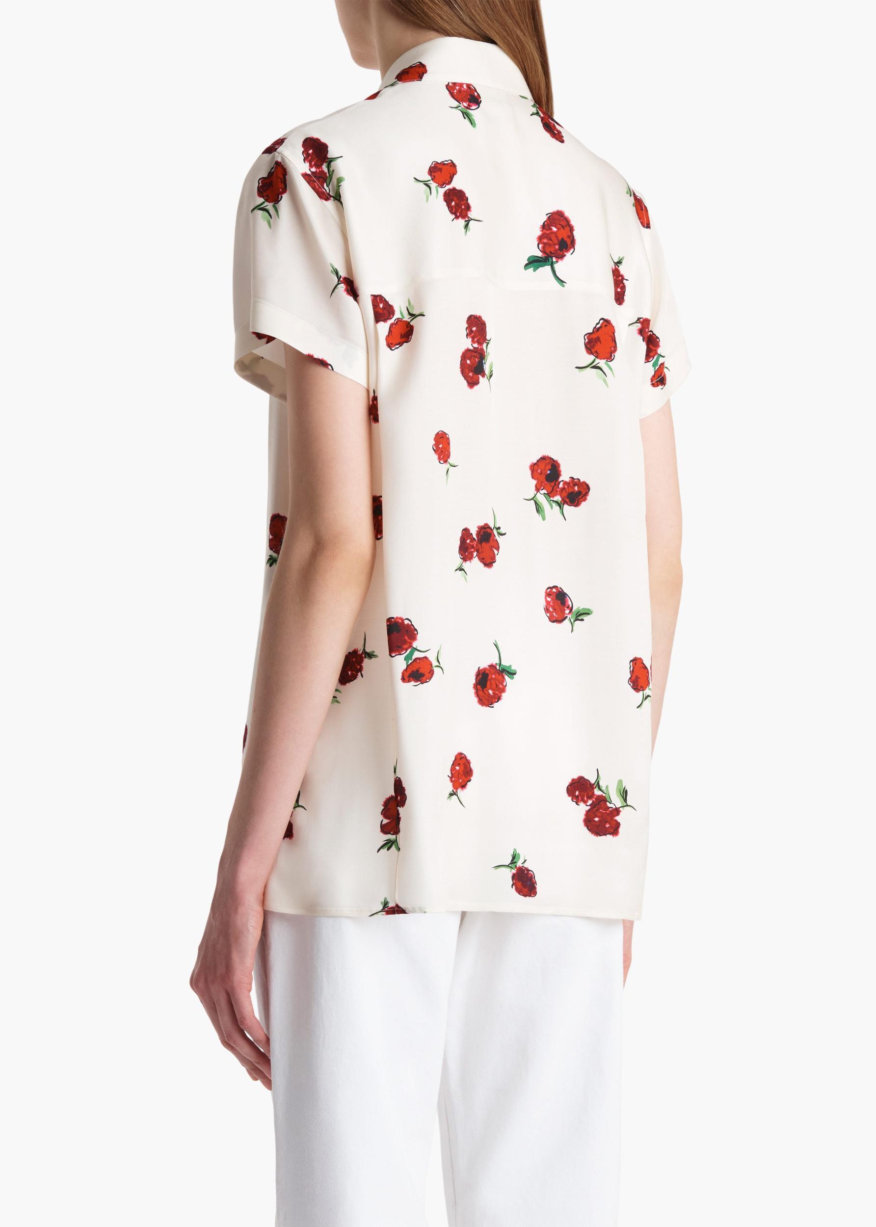 Keefe Top in Cream with Raspberry Print Product Image