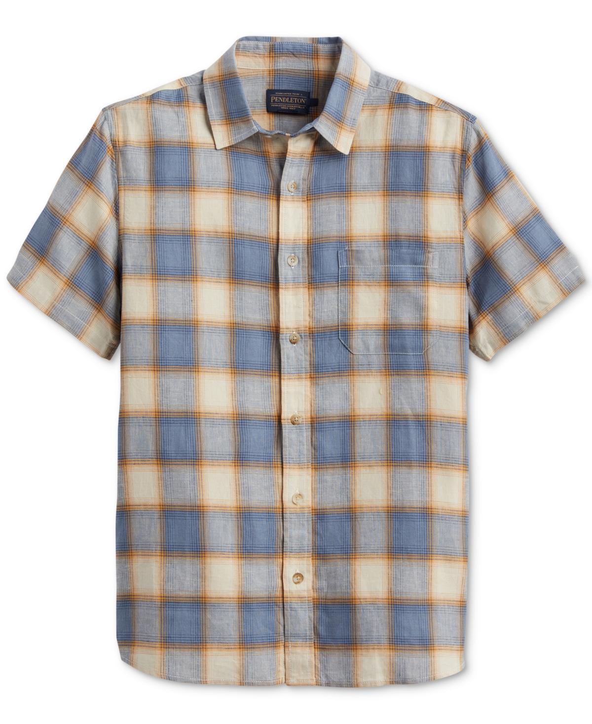 Pendleton Mens Dawson Plaid Short Sleeve Button-Front Shirt - Tan Product Image