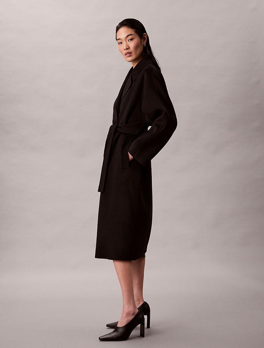 Double Faced Wool Blend Wrap Coat Product Image