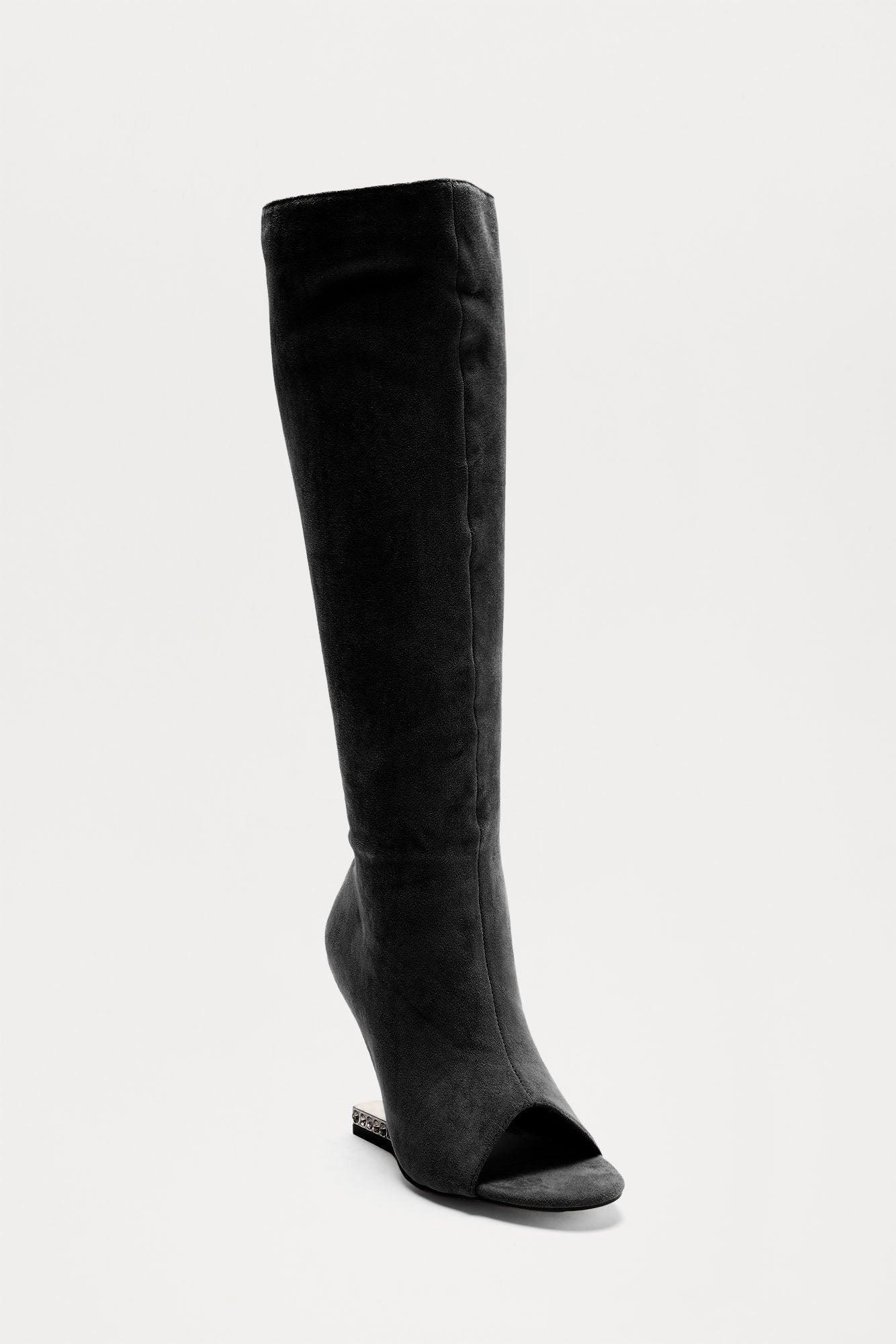 Trenton Faux Suede Boots - Black Product Image