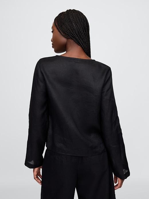 100% Linen Tie-Front Shirt Product Image