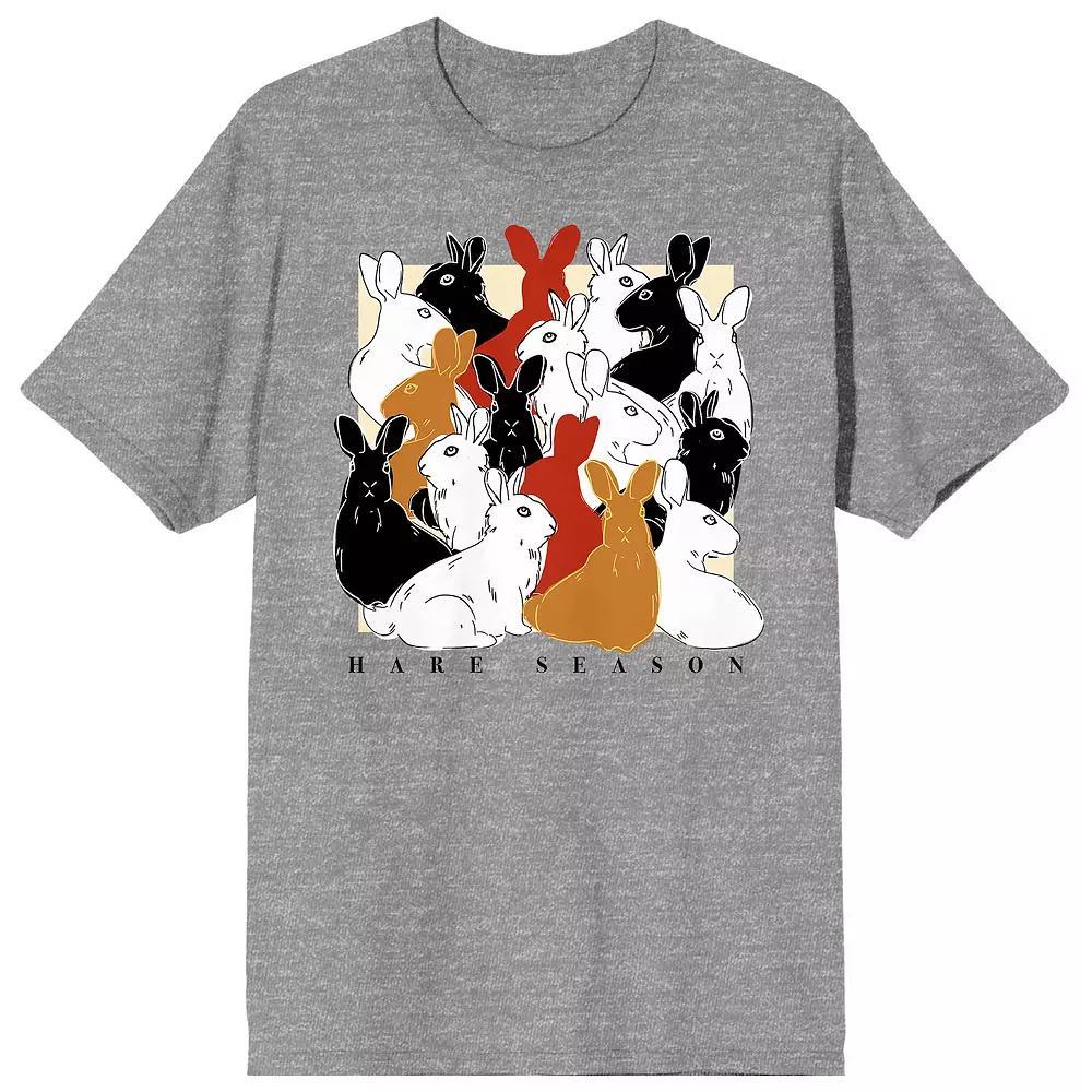 Men's Easter Hare Season Bunny Graphic Tee, Size: XXL, Gray Product Image