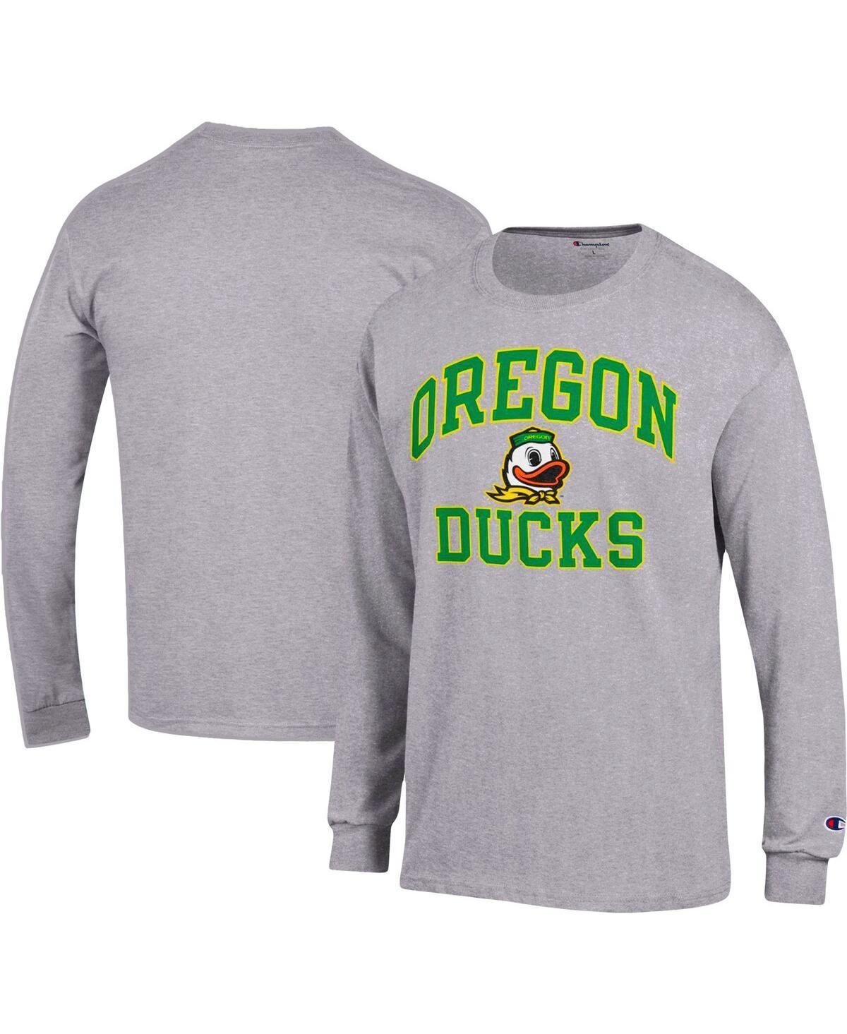 Mens Champion Heather Gray Oregon Ducks High Motor Long Sleeve T-shirt Product Image