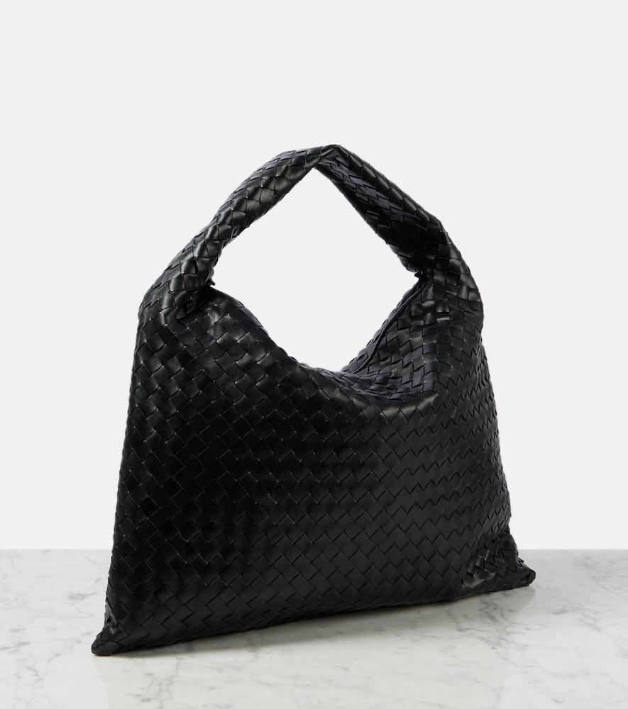 BOTTEGA VENETA Hop Large Leather Tote Bag In Black Product Image