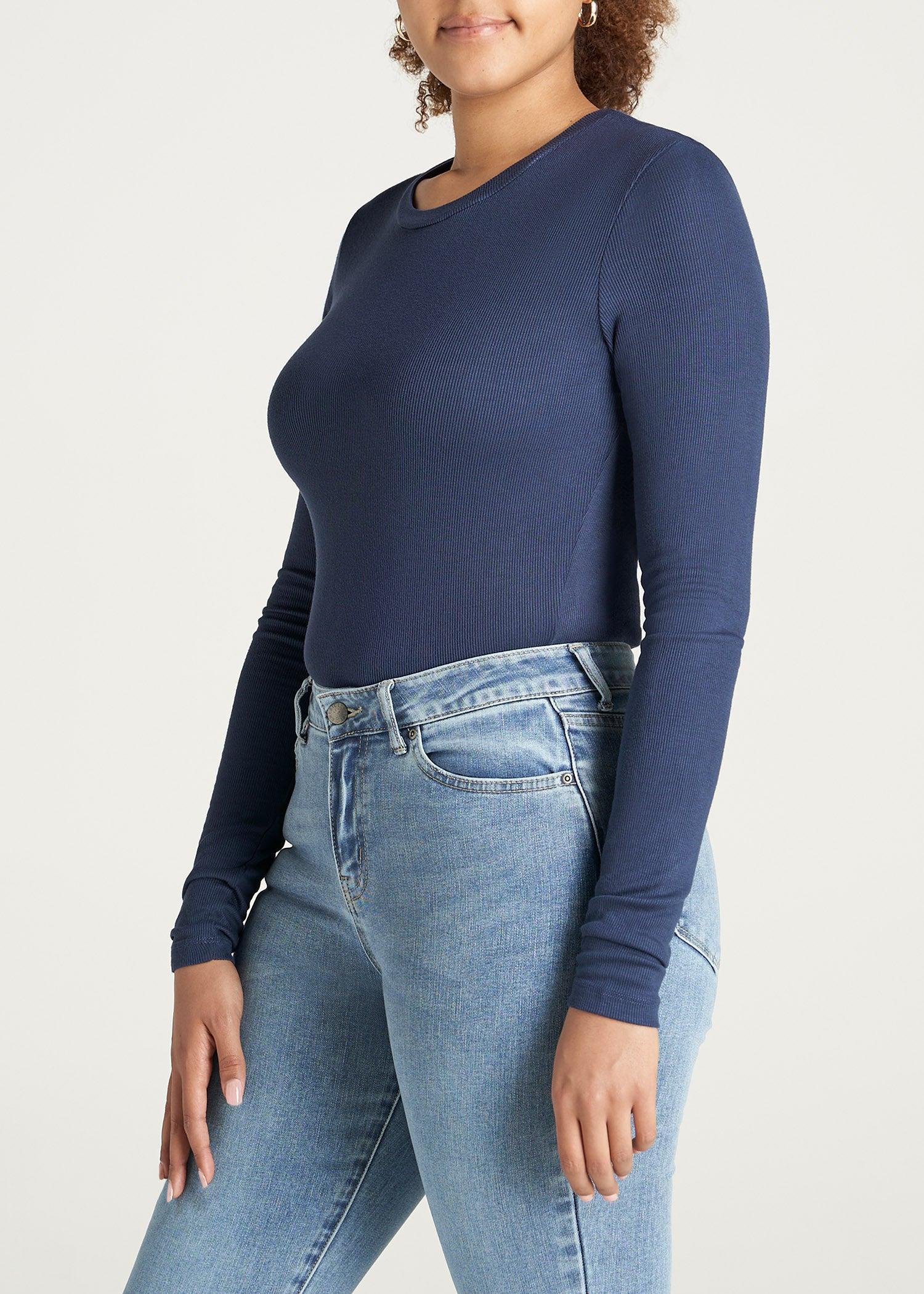 FITTED Ribbed Long Sleeve Tee in Emerald - Tall Women's Shirts Product Image