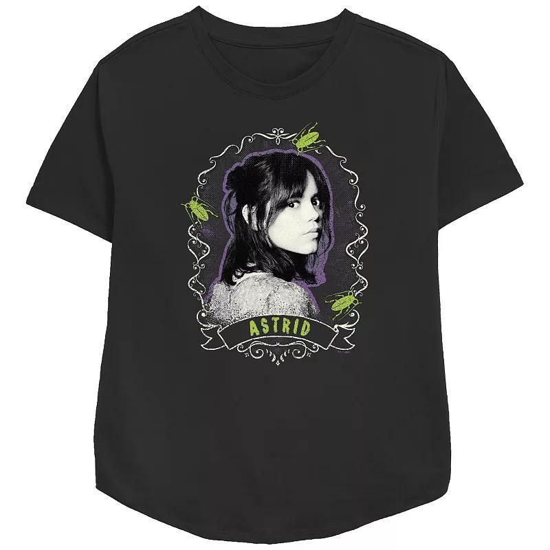 Women's Beetlejuice 2 Astrid Framed Portrait Relaxed Fit Graphic Tee, Size: Small, Black Product Image