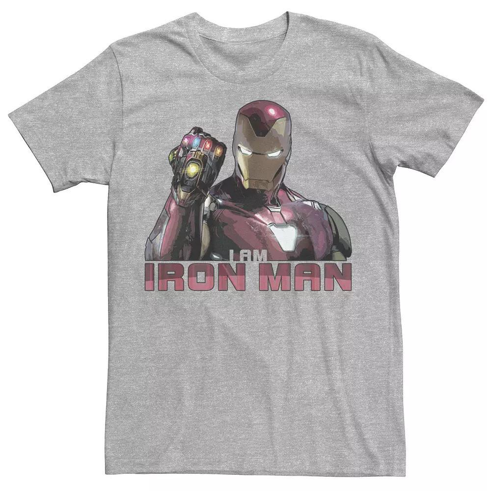 Men's Marvel Avengers Endgame I Am Iron Man Movie Quote Portrait Graphic Tee, Size: 3XL, Athletic Grey Product Image