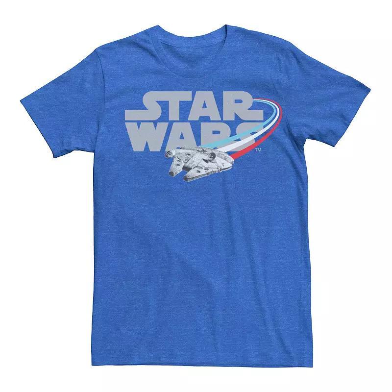 Mens Star Wars Millennium Falcon Red White & Blue Flight Logo Graphic Tee Royal Grey Product Image