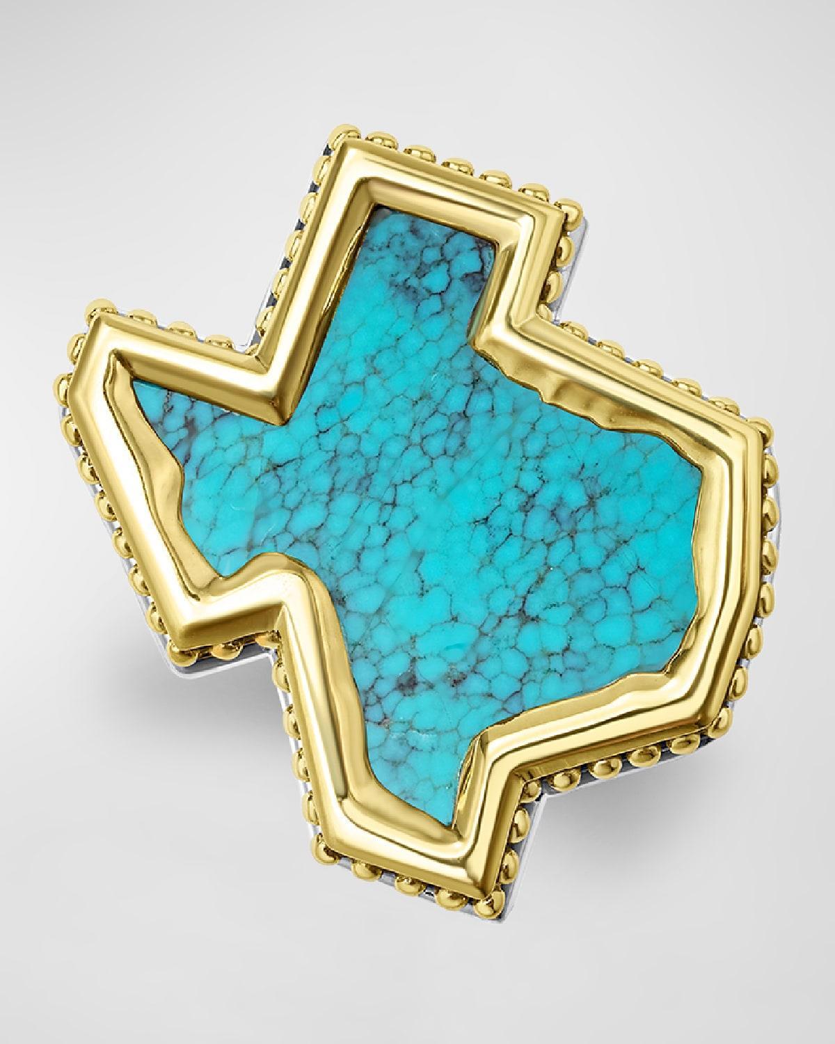 Mens Sterling Silver 18K Anthem Texas Turquoise Ring, 21x23mm Product Image