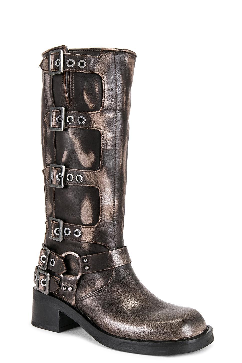 Steve Madden Brocks Distressed Leather Tall Moto Boots Product Image