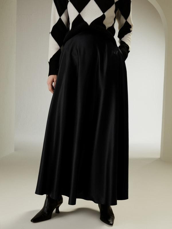 A-Line Silk Maxi Skirt Product Image