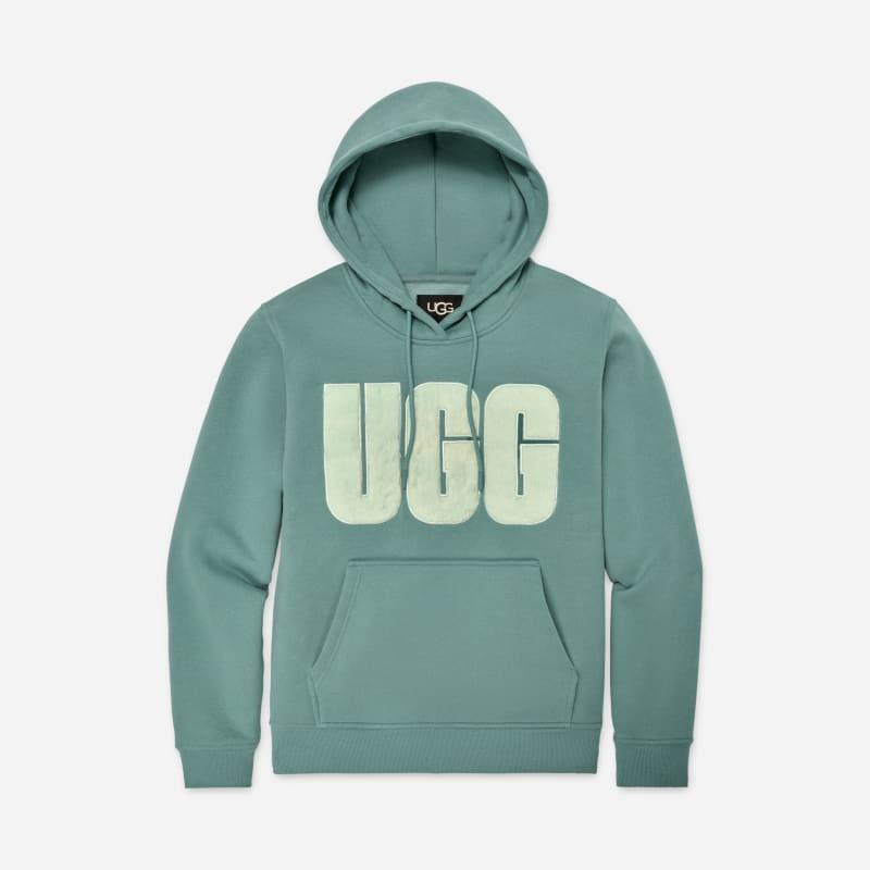 UGG Womens UGG Rey Fuzzy Logo Hoodie - Womens Nimbus/Black/Lotus Blossom Product Image