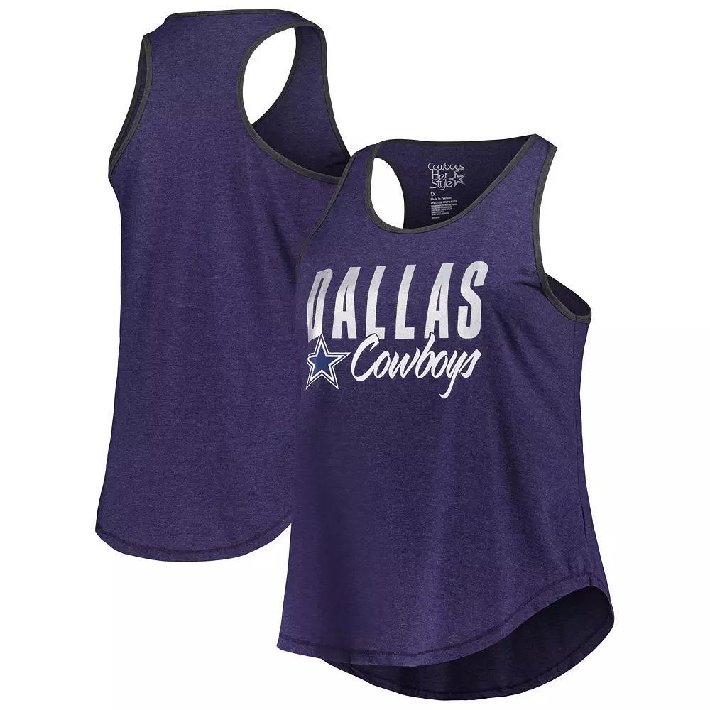 Women's Fanatics Branded Heather Navy Dallas Cowboys Plus Size Fuel Tank Top, Size: 4XL, Blue Product Image