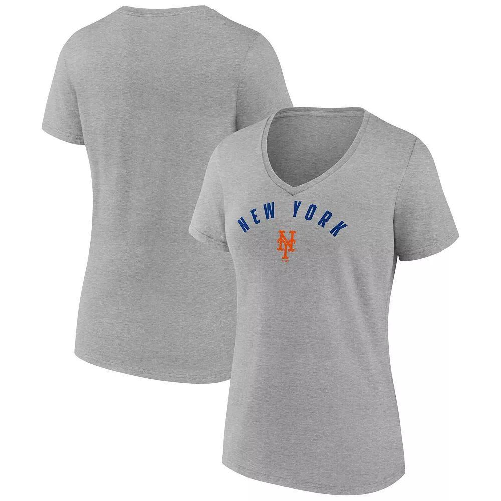 Women's Fanatics  Gray New York Mets V-Neck T-Shirt, Size: Small, Grey Product Image