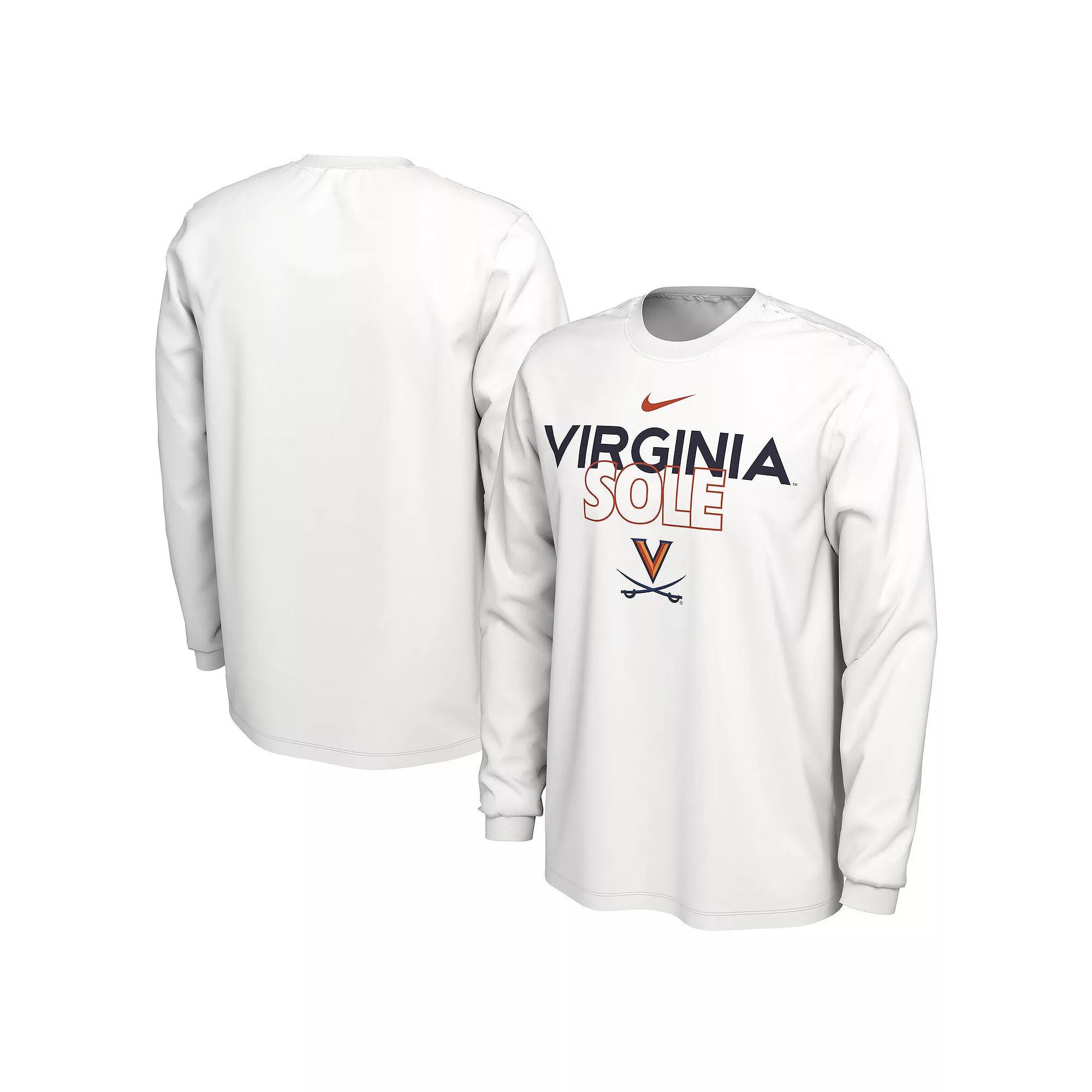 Nike White Virginia Cavaliers 2023 On Court Bench Long Sleeve T-Shirt, Men's, Size: 2XL Product Image