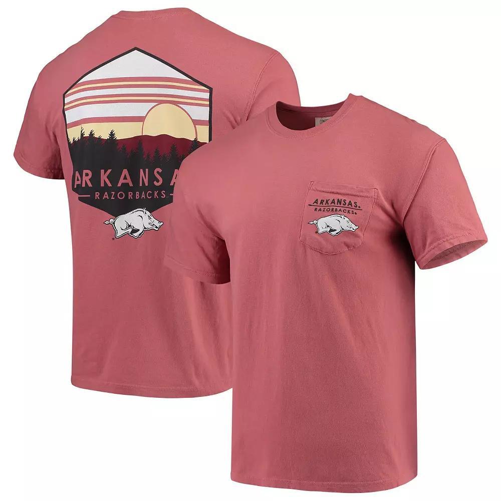 Men's Cardinal Arkansas Razorbacks Landscape Shield Comfort Colors Pocket T-Shirt,  Product Image