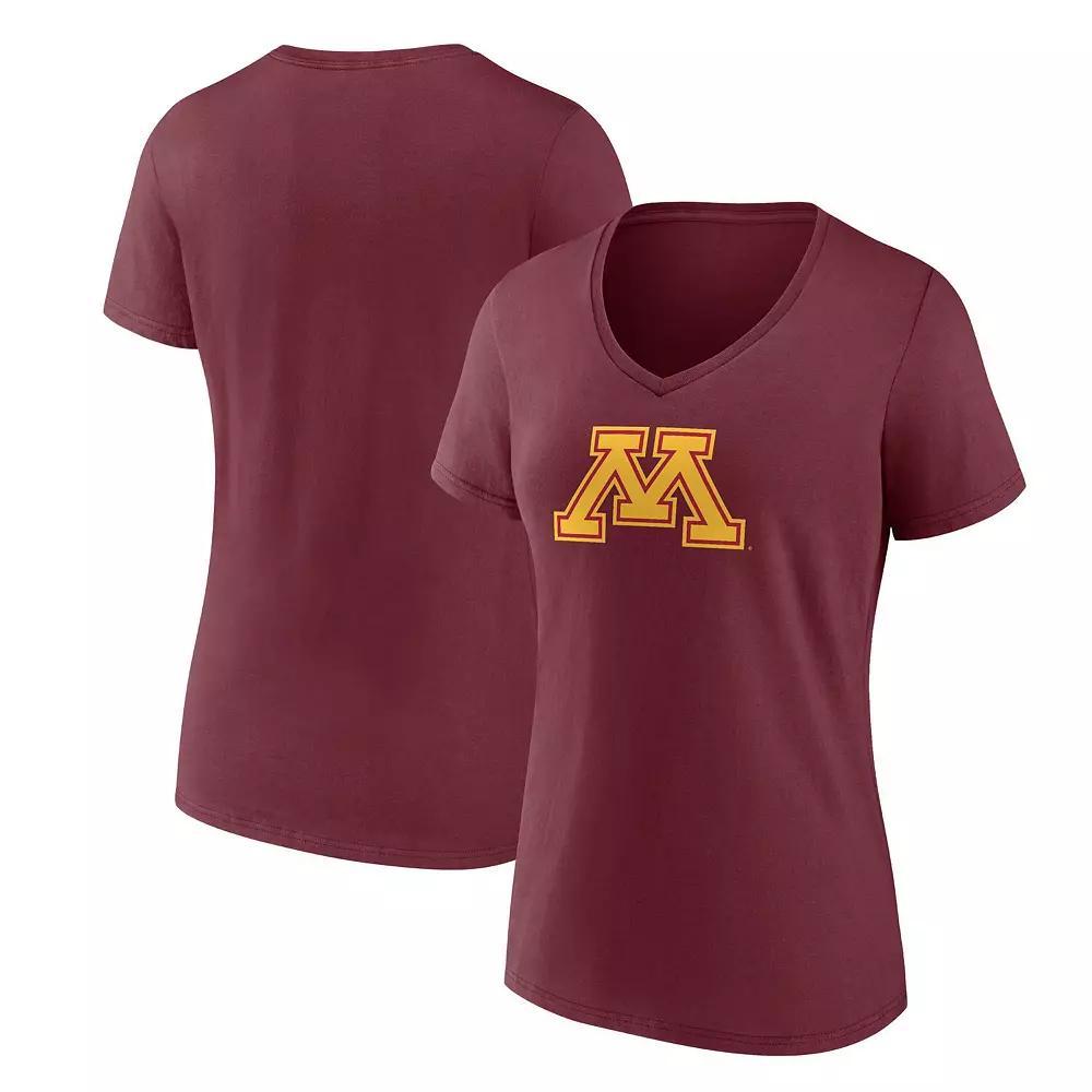 Women's Fanatics Maroon Minnesota Golden Gophers Primary Logo V-Neck T-Shirt, Size: Large, Red Product Image