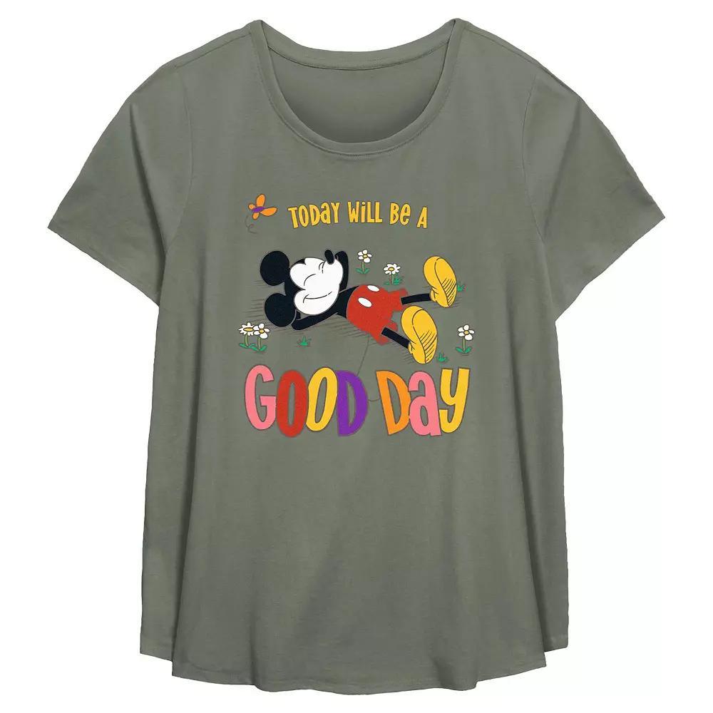 Disney's Mickey Mouse Today Will Be A Good Day Plus Size Flowy Graphic Tee, Women's, Size: 5XL, Green Product Image