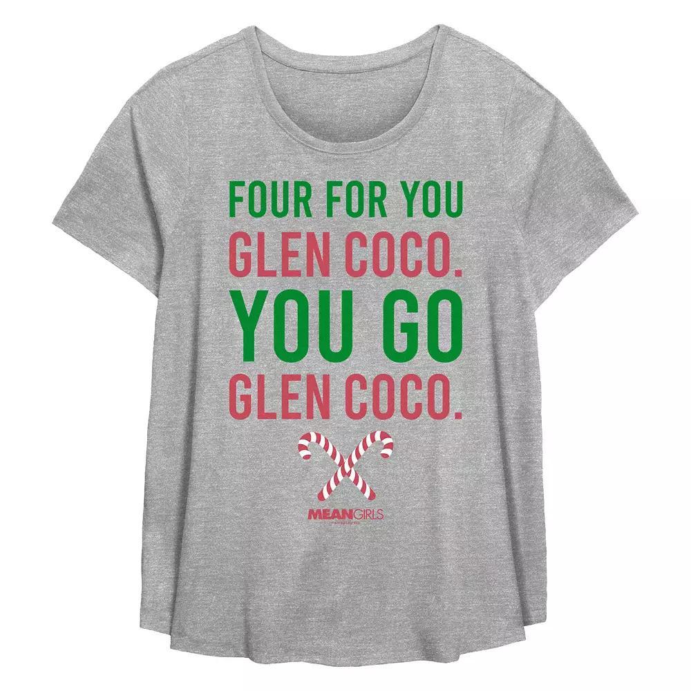 Plus Size Mean Girls Four For You Glen Coco You Go Glen Coco Flowy Graphic Tee, Women's, Size: 3XL, Grey Gray Product Image