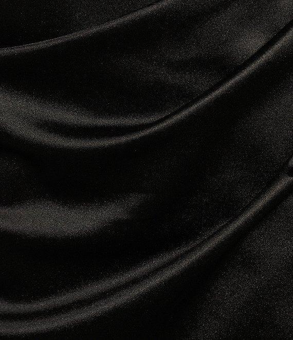 Honey and Rosie Sleeveless Fancy Pear Strap Royal Sateen Short Fitted Dress Product Image