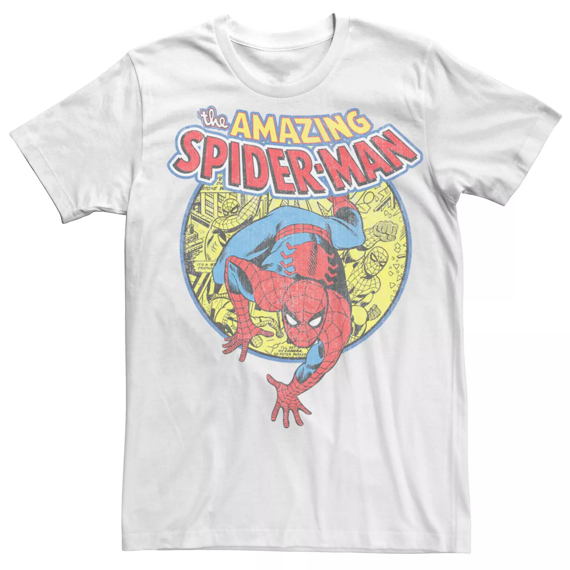 Men's Marvel's Spider-Man Classic Collage Logo Tee, Size: Medium, White Product Image