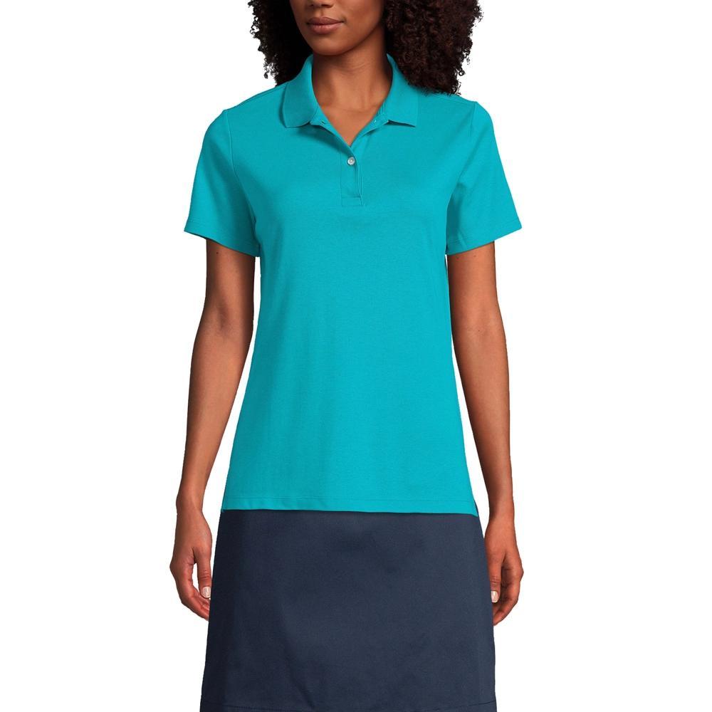 Women's Lands' End School Uniform Short Sleeve Interlock Polo Shirt, Size: XL, Classic Blue Product Image