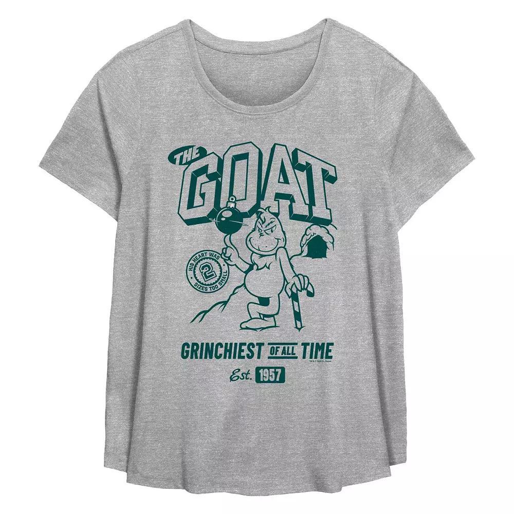 Plus Size Dr. Seuss Grinch The Goat Flowy Graphic Tee, Women's, Size: 1XL, Grey Gray Product Image
