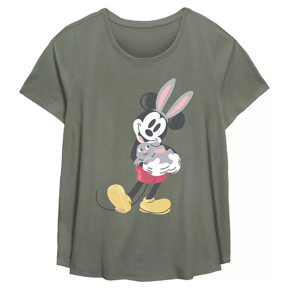 Disney's Mickey Mouse Easter Bunny Plus Size Flowy Graphic Tee, Women's, Size: 5XL, Green Product Image