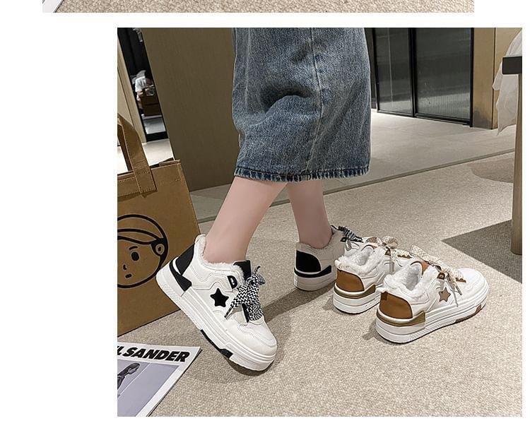 Star Patterned Lace-Up Platform Sneakers Product Image