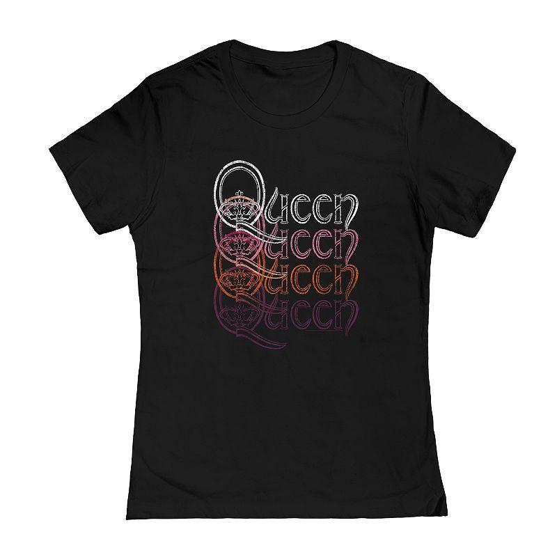 Juniors' Queen Repeat Logo Graphic Tee, Girl's, Size: Large, Black Product Image