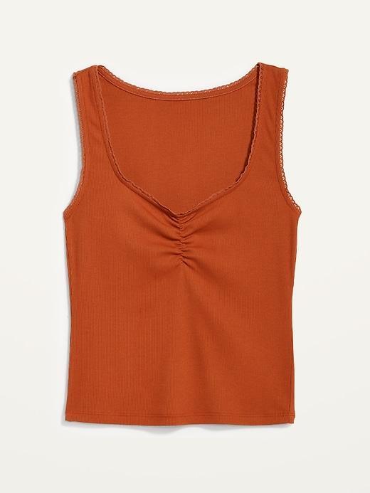 Cinched Rib-Knit Crop Tank Top Product Image