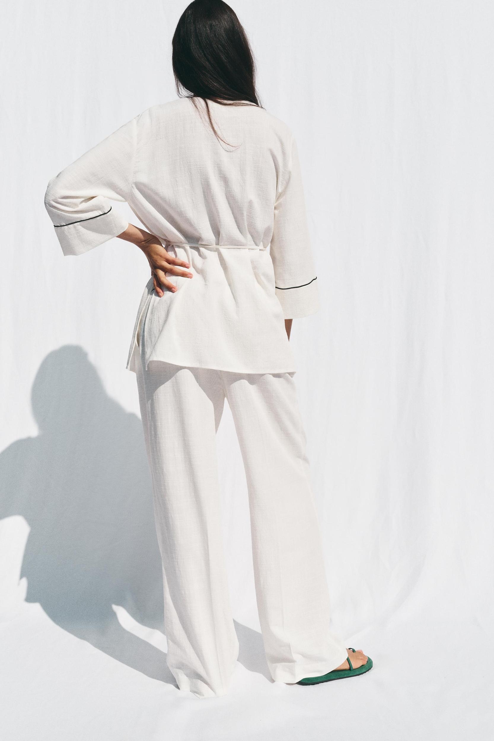 WIDE LEG PIPED PANTS Product Image