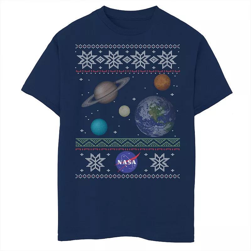 Men's NASA Solar System Ugly Christmas Sweater Tee, Size: Small, Blue Product Image