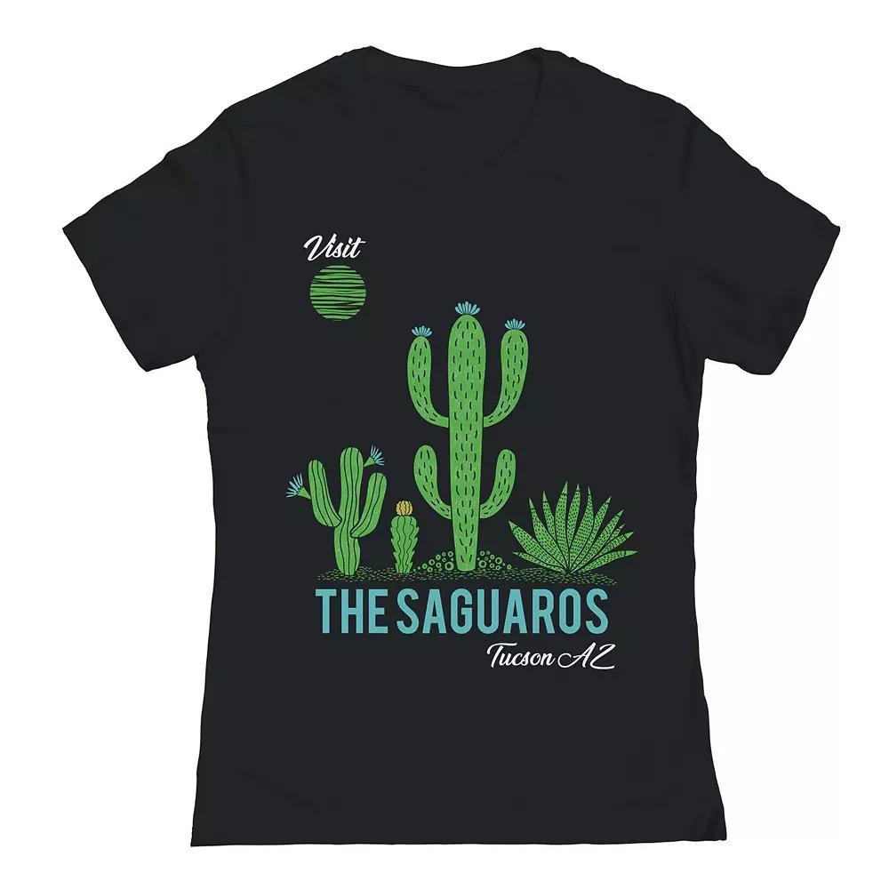 Junior's Visit The Saguaros 1 Womens Graphic Tee, Girl's, Size: Small, Black Product Image